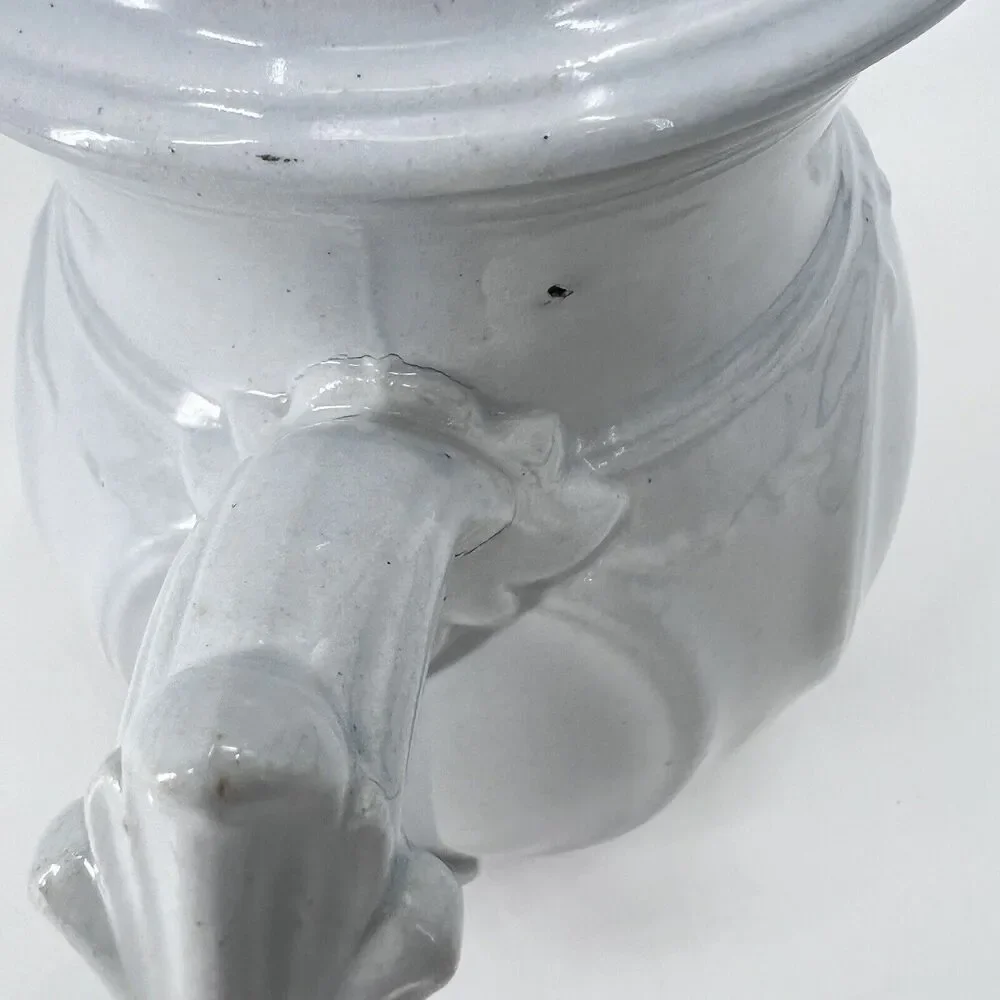 Antique Victorian White Ironstone China Teapot Cottage Farmhouse Decor